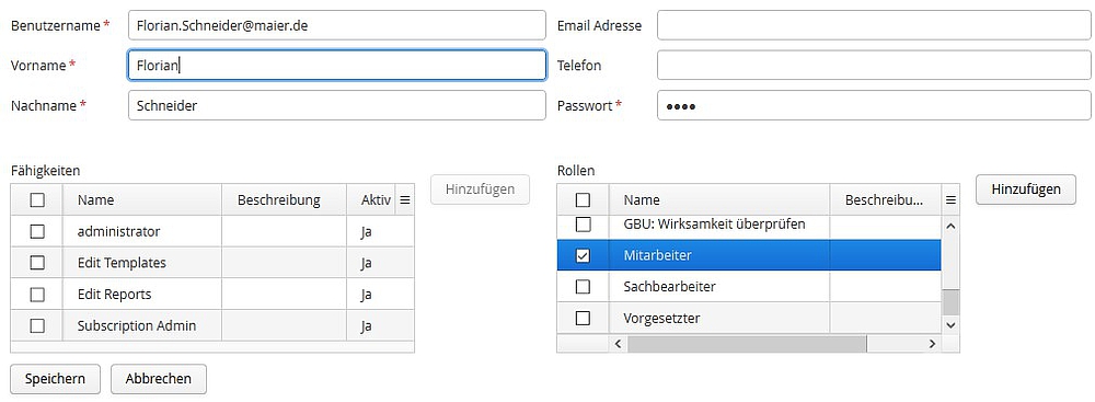 Benutzer hinzufügen und Rollen zuweisen in Spreadsheet Router