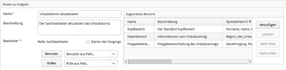 Aufgabe "Urlaubskonto aktualisieren" Spreadsheet Vorlage