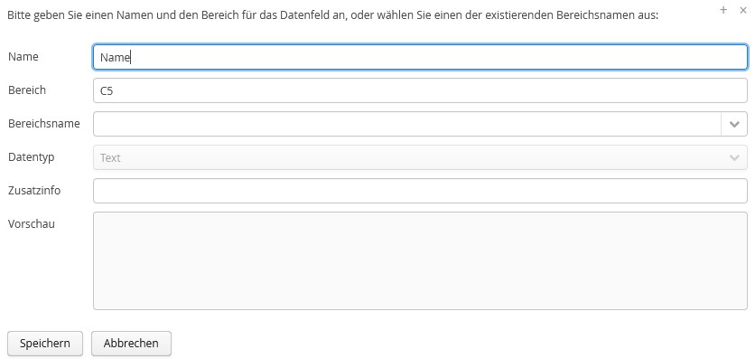 Datenfeld manuell hinzufügen Datenfeld manuell hinzufügen