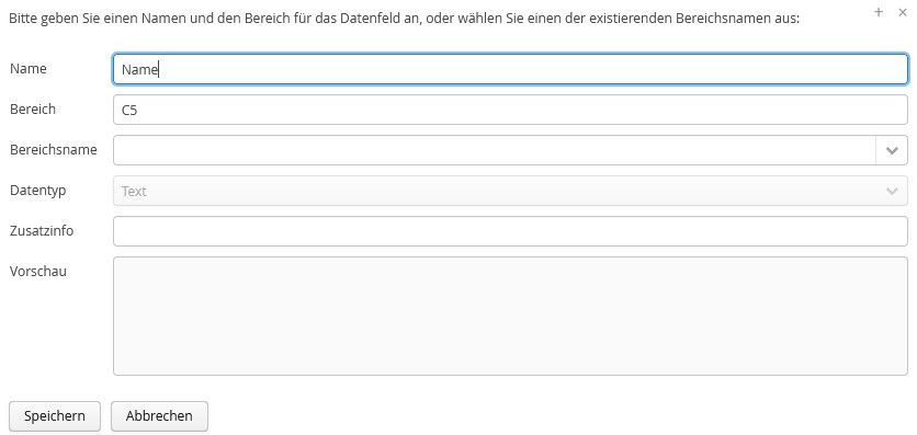 Datenfeld manuell hinzufügen